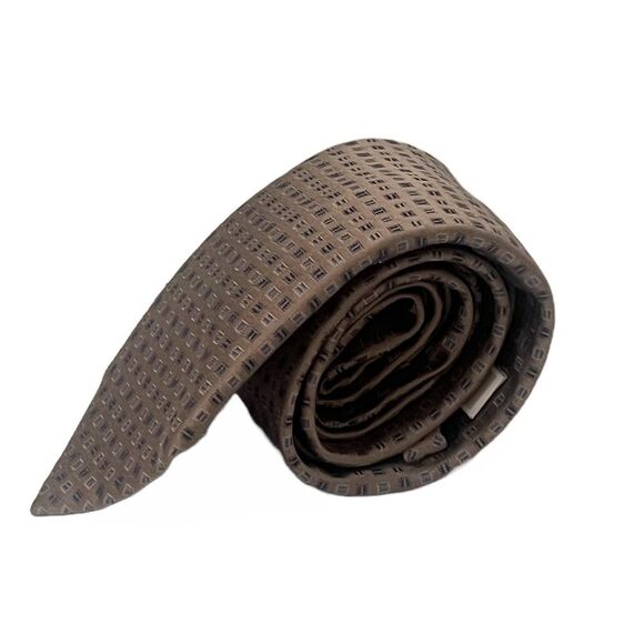 2for25 Michael Kors Silk Blend Embroidered Men’s Tie Tan Designer Preppy Necktie - Picture 3 of 10